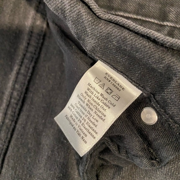 Everlane Size 30 Black Zip Up Stretch Cotton Denim Jeans Raw Hem Copped - Picture 12 of 13